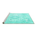 Sideview of Machine Washable Persian Turquoise Traditional Area Rugs, wshtr4533turq