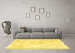 Machine Washable Persian Yellow Traditional Rug in a Living Room, wshtr4533yw