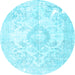 Round Persian Light Blue Traditional Rug, tr4533lblu