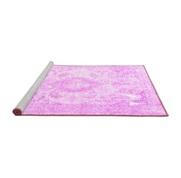Sideview of Machine Washable Persian Pink Traditional Rug, wshtr4533pnk