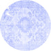 Round Persian Blue Traditional Rug, tr4533blu