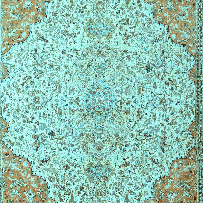 Machine Washable Persian Light Blue Traditional Rug, wshtr4534lblu