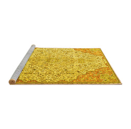 Sideview of Machine Washable Persian Yellow Traditional Rug, wshtr4534yw