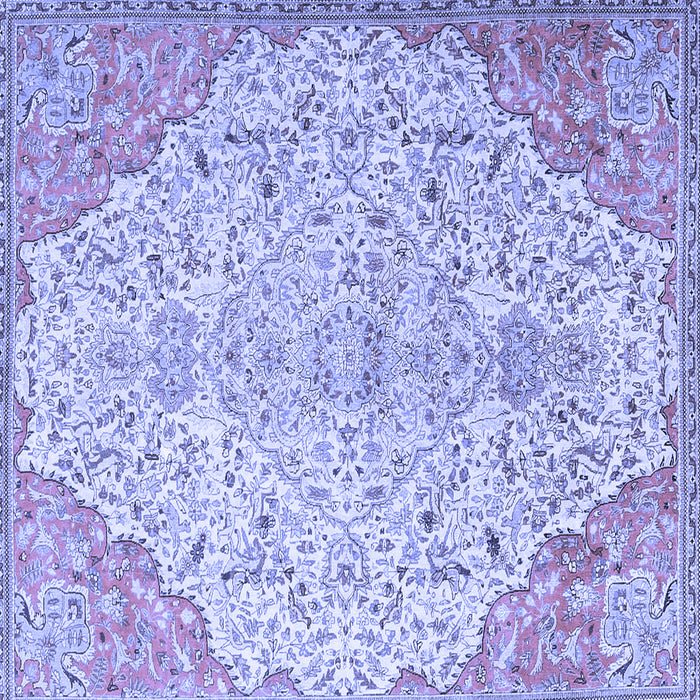 Square Machine Washable Persian Blue Traditional Rug, wshtr4534blu