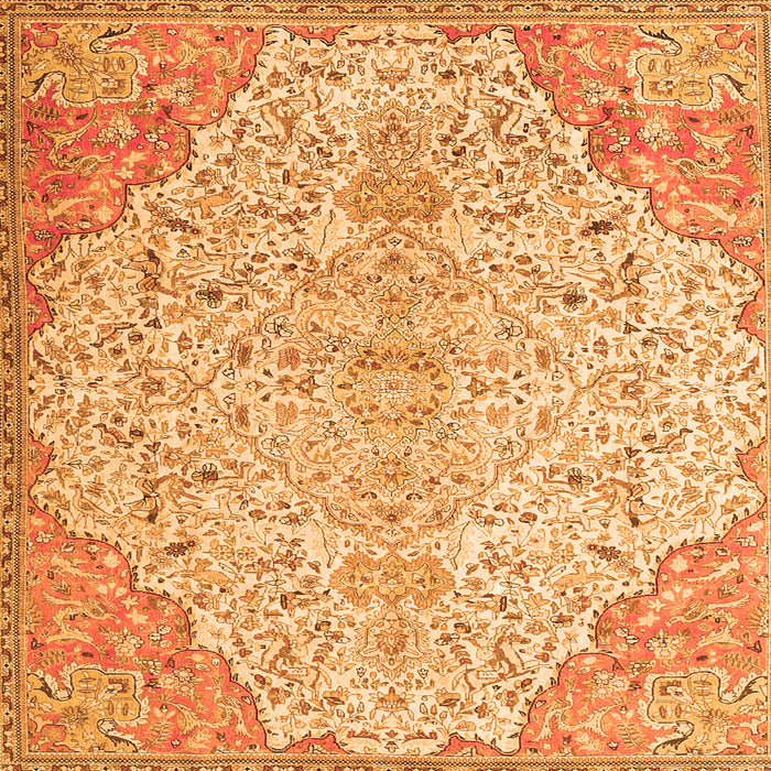 Round Machine Washable Persian Orange Traditional Area Rugs, wshtr4534org