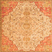 Round Machine Washable Persian Orange Traditional Area Rugs, wshtr4534org