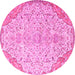 Round Persian Pink Traditional Rug, tr4534pnk