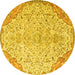 Round Persian Yellow Traditional Rug, tr4534yw