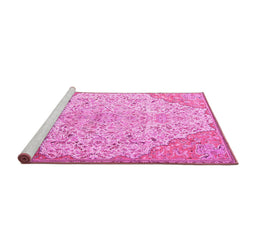 Sideview of Machine Washable Persian Pink Traditional Rug, wshtr4534pnk