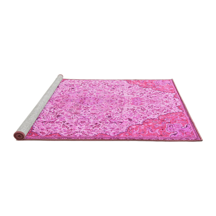 Sideview of Machine Washable Persian Pink Traditional Rug, wshtr4534pnk