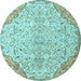 Round Persian Light Blue Traditional Rug, tr4534lblu