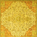 Square Machine Washable Persian Yellow Traditional Rug, wshtr4534yw