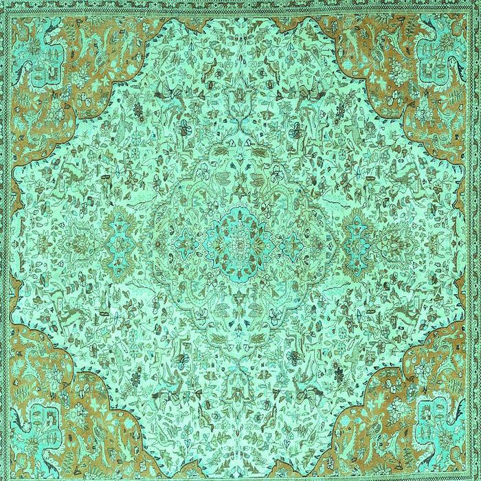 Square Persian Turquoise Traditional Rug, tr4534turq