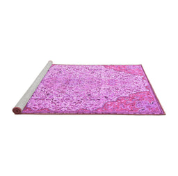 Sideview of Machine Washable Persian Purple Traditional Area Rugs, wshtr4534pur