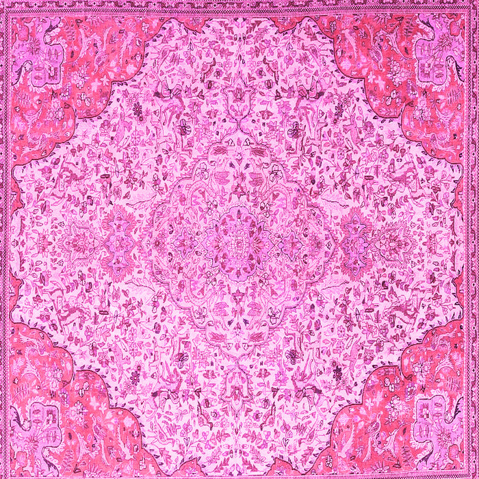 Square Machine Washable Persian Pink Traditional Rug, wshtr4534pnk