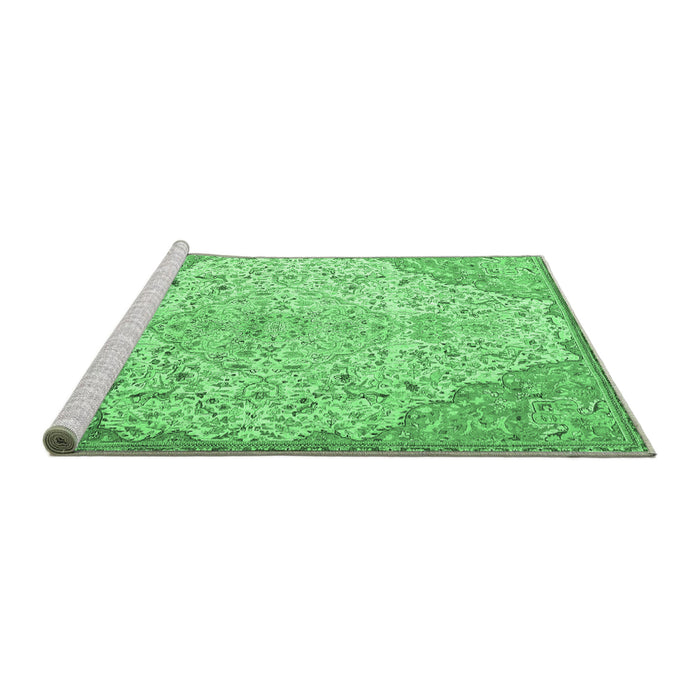 Sideview of Machine Washable Persian Emerald Green Traditional Area Rugs, wshtr4534emgrn