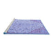 Sideview of Machine Washable Persian Blue Traditional Rug, wshtr4534blu