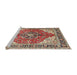 Sideview of Machine Washable Traditional Brown Red Rug, wshtr4535