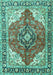 Machine Washable Medallion Turquoise Traditional Area Rugs, wshtr4535turq