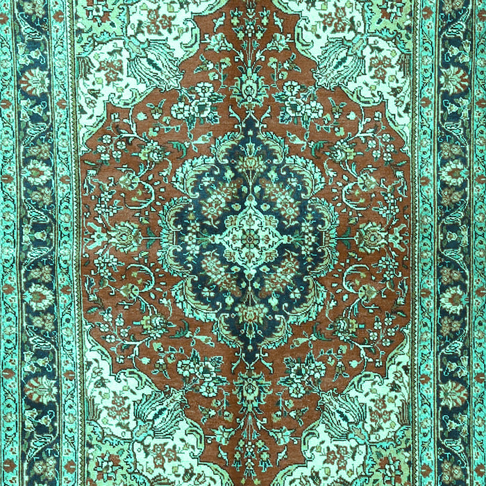 Machine Washable Medallion Turquoise Traditional Area Rugs, wshtr4535turq