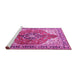 Sideview of Machine Washable Medallion Pink Traditional Rug, wshtr4535pnk