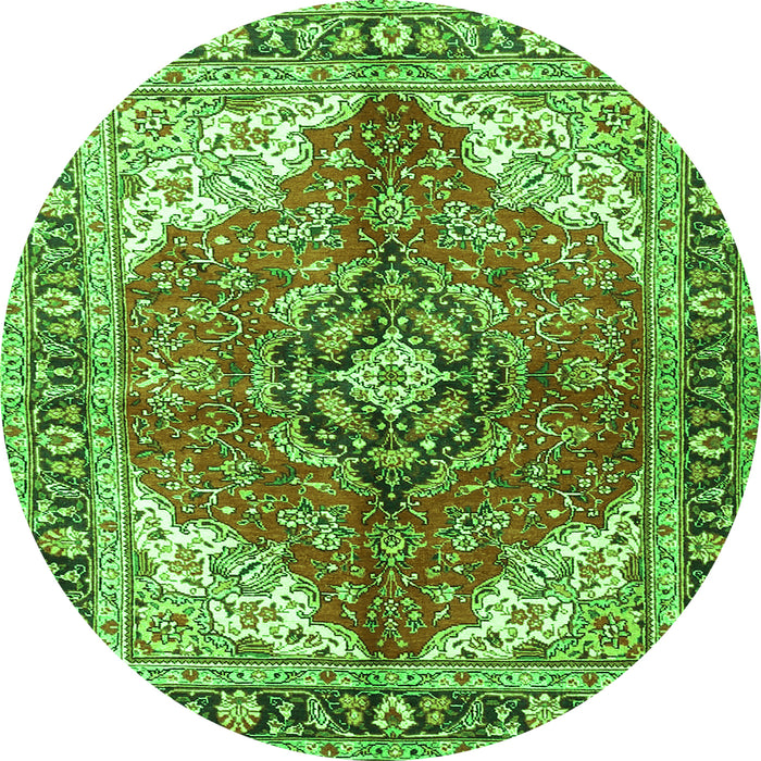 Square Medallion Green Traditional Rug, tr4535grn