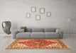 Machine Washable Medallion Orange Traditional Area Rugs in a Living Room, wshtr4535org