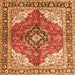 Round Machine Washable Medallion Orange Traditional Area Rugs, wshtr4535org