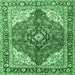 Square Medallion Emerald Green Traditional Rug, tr4535emgrn