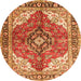 Machine Washable Medallion Orange Traditional Area Rugs, wshtr4535org