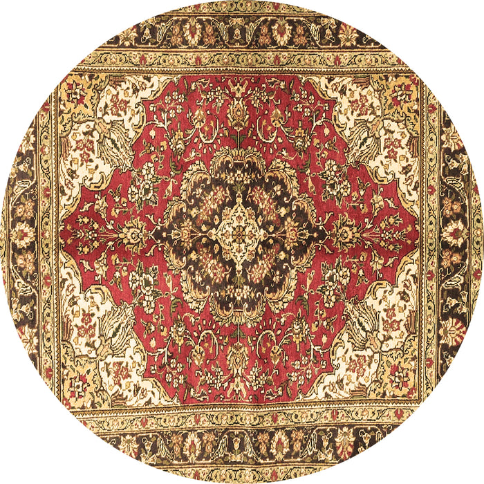 Round Medallion Brown Traditional Rug, tr4535brn