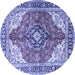 Round Medallion Blue Traditional Rug, tr4535blu