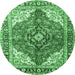 Round Medallion Emerald Green Traditional Rug, tr4535emgrn