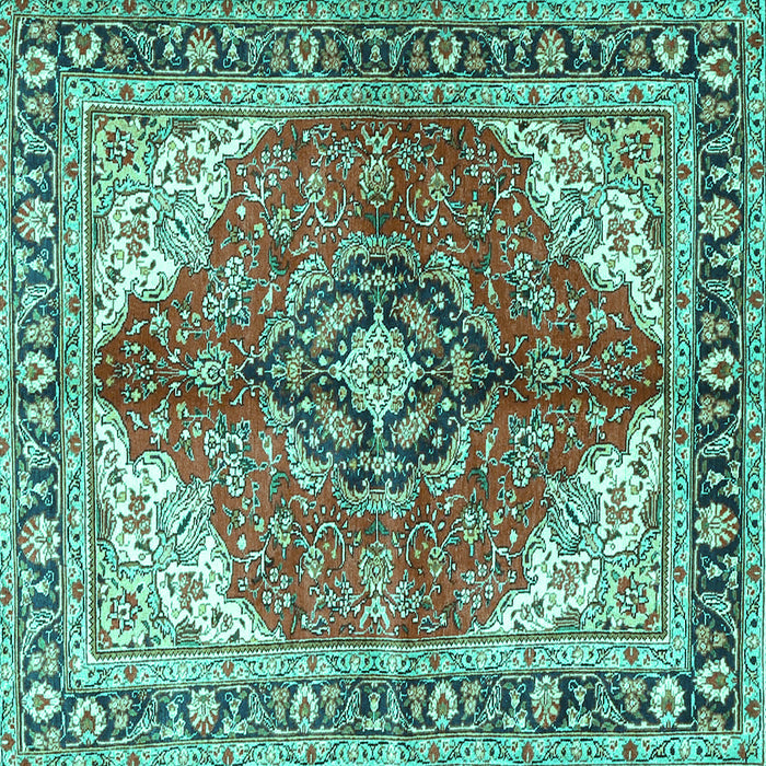 Square Medallion Turquoise Traditional Rug, tr4535turq