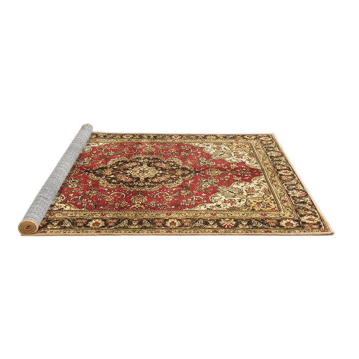 Sideview of Machine Washable Medallion Brown Traditional Rug, wshtr4535brn