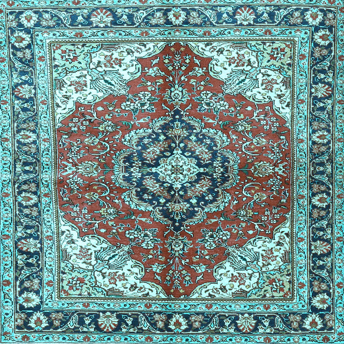 Square Medallion Light Blue Traditional Rug, tr4535lblu