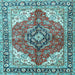 Square Medallion Light Blue Traditional Rug, tr4535lblu