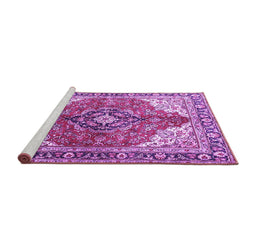 Sideview of Machine Washable Medallion Purple Traditional Area Rugs, wshtr4535pur