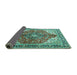 Sideview of Medallion Turquoise Traditional Rug, tr4535turq