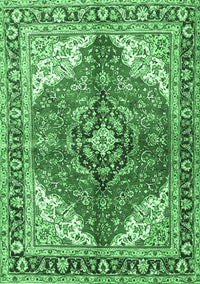 Medallion Emerald Green Traditional Rug, tr4535emgrn