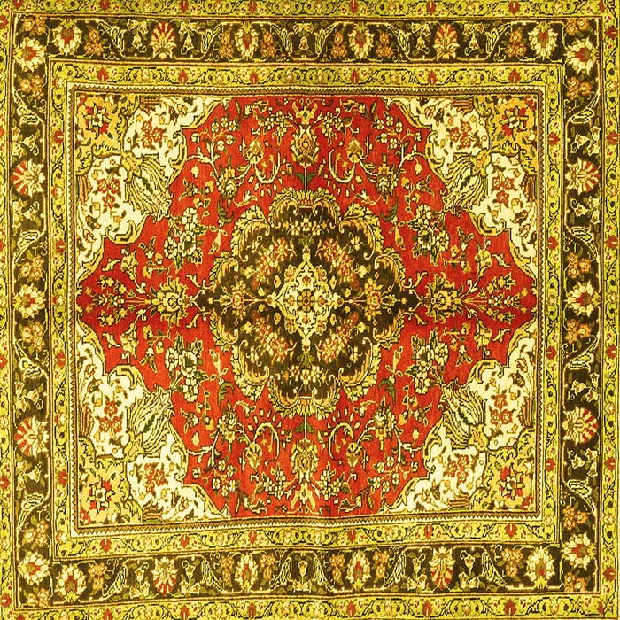 Square Medallion Yellow Traditional Rug, tr4535yw