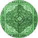 Round Machine Washable Medallion Emerald Green Traditional Area Rugs, wshtr4535emgrn