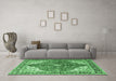 Machine Washable Medallion Emerald Green Traditional Area Rugs in a Living Room,, wshtr4535emgrn