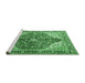 Sideview of Machine Washable Medallion Emerald Green Traditional Area Rugs, wshtr4535emgrn