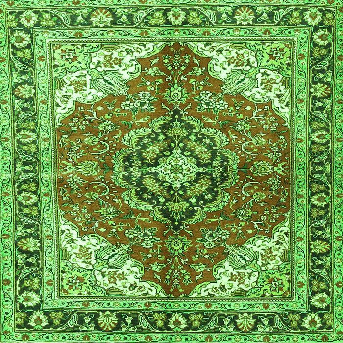 Serging Thickness of Medallion Green Traditional Rug, tr4535grn