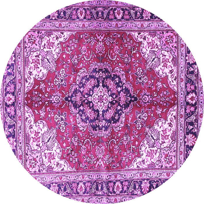 Round Medallion Purple Traditional Rug, tr4535pur