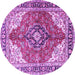 Round Medallion Purple Traditional Rug, tr4535pur