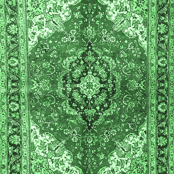 Machine Washable Medallion Emerald Green Traditional Area Rugs, wshtr4535emgrn