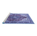 Sideview of Machine Washable Medallion Blue Traditional Rug, wshtr4535blu