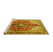 Sideview of Machine Washable Medallion Yellow Traditional Rug, wshtr4535yw